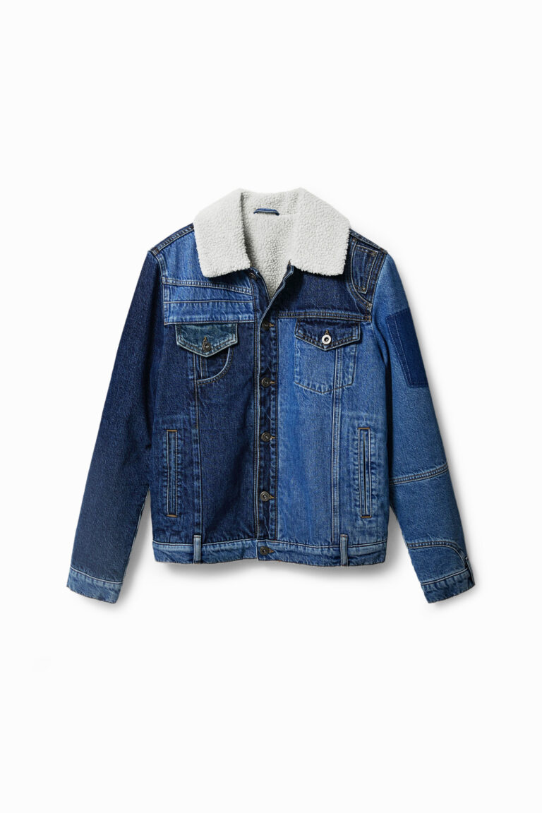 Desigual, Cazadora vaquera patch borreguito, Hombre, Algodon, Azul