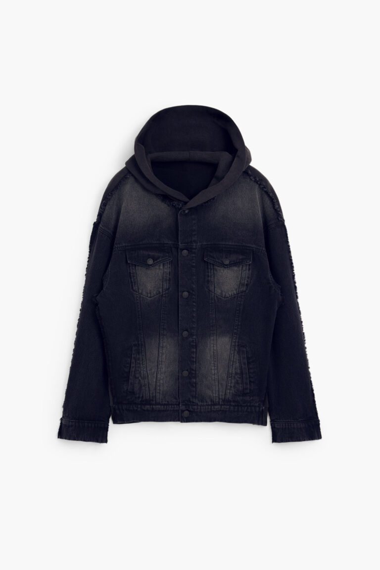 Desigual, Chaqueta denim combinada, Algodon, Negro