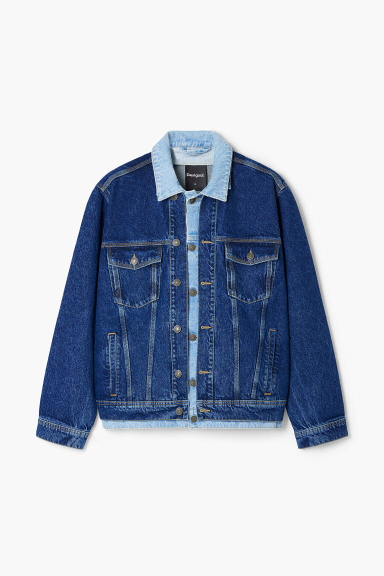 Desigual, Chaqueta denim patchwork, Hombre, Algodon, Azu
