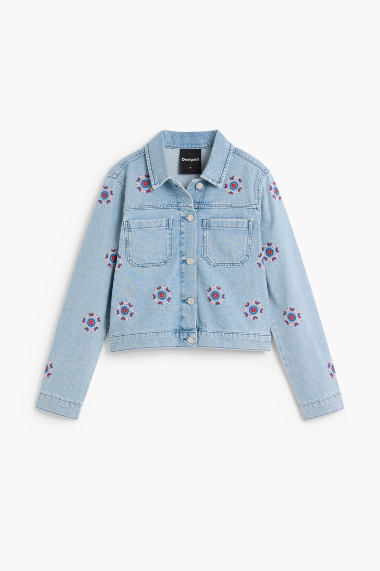 Desigual, Chaqueta estampada 100% algodón, Algodon, Azu
