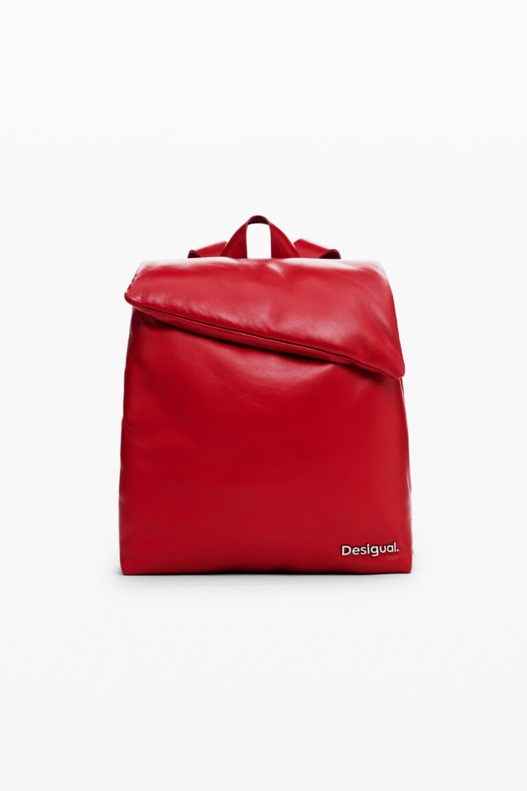 Desigual, Mochila 100% piel acolchada mediana, Sheep Leather, Rojo, U