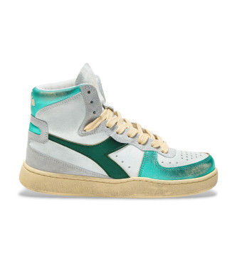 diadora para mujer. 201178889 zapatillas de piel basket metal turquesa , plano, cordones, casua