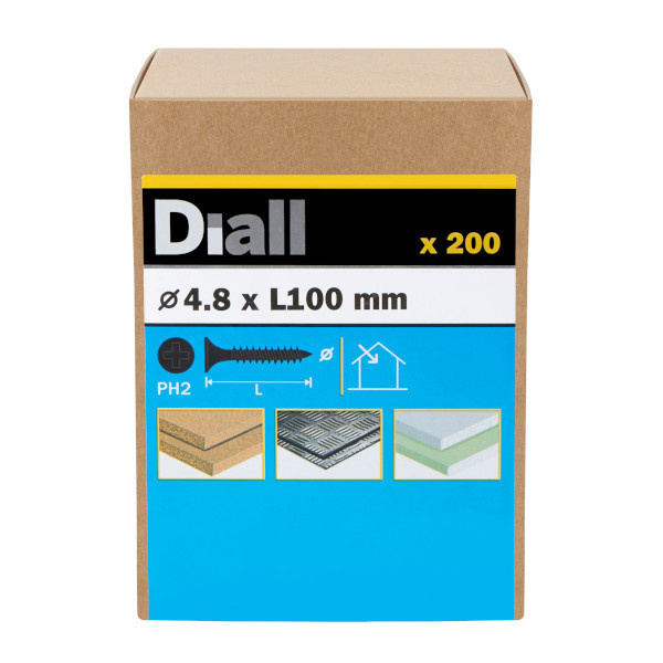 diall Tornillo para yeso ph2 4,8x100 mm diall 200 ud
