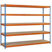 Estanteria Media Carga Ecoforte 1806-5 Chipboard Azul/naranja 2000x1800x600 Mm