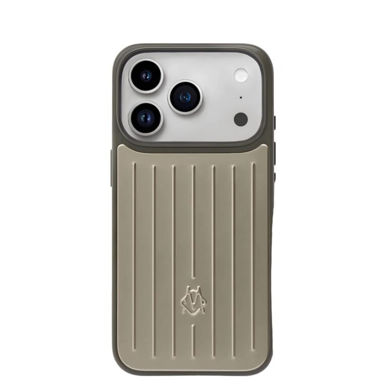Funda para iPhone 17 / 17 Pro / 17 Pro Max, Estilo Maleta con Ranuras, PC de Silicona Blando, Resistente a Caídas y Golpes, Funda Protectora en Dorado