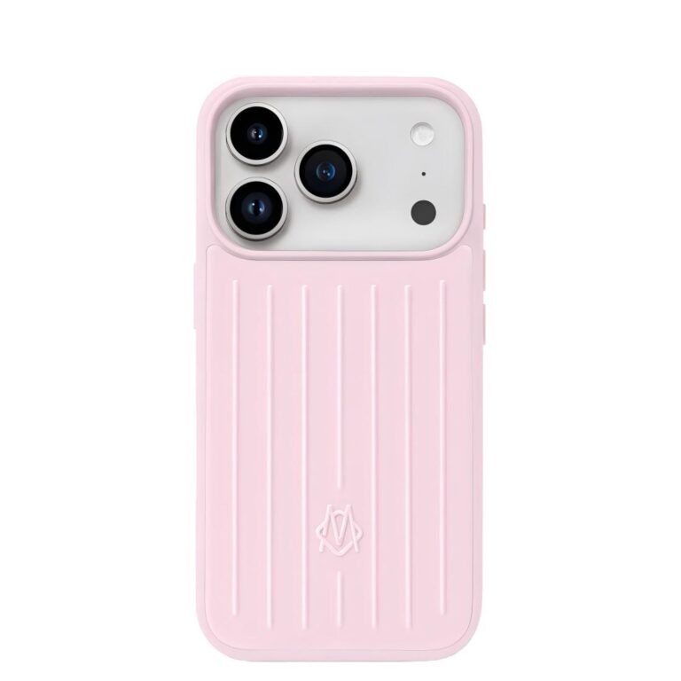 Funda para iPhone 17 / 17 Pro / 17 Pro Max rosa ballet diseño de maleta con ranuras compatible con MagSafe funda protectora rígida de PC resistente a caídas y golpes