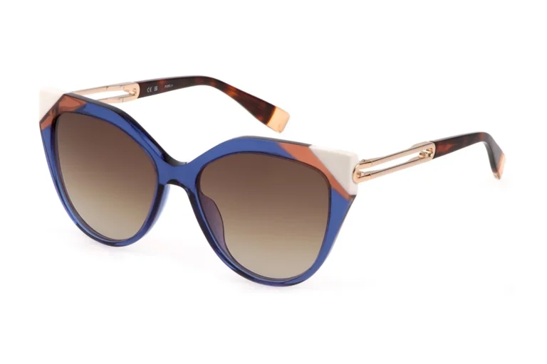 Furla Mujer Furla SFU683 06NA Gafas de sol Acetato Azul Marrón Cat Eye Normal Sombreado