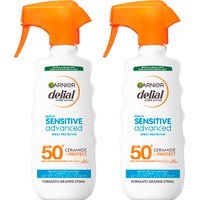 GARNIER | Delial Spray Protector Sensitive Advanced Adultos crema solar para pieles claras, sensibles e intolerantes al sol IP50+. Muy resistente al agua, 0% graso, 0% pegajoso - Pack ahorro