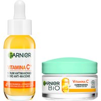 GARNIER | PACK Sérum Anti Manchas con Vitamina C, Niacinamida y Ácido salicílico. Reduce un 43% la intensidad de las manchas oscuras 30ml + Crema de Día Iluminadora con Vitamina C, Nutre, Corrige líneas y Potencia la luminosidad día tras día 50ml