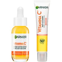 GARNIER | PACK Sérum Anti Manchas con Vitamina C, Niacinamida y Ácido salicílico. Reduce un 43% la intensidad de las manchas oscuras 30ml + Garnier Vitamina C Fluido Antimanchas Anti-UV Diario Efecto Glow FPS50+, 40 ml