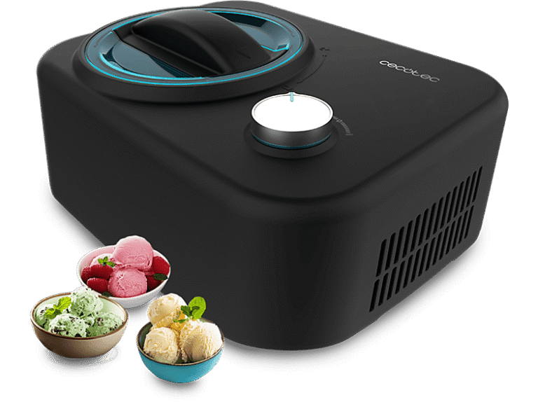 Heladera - Cecotec Gelacy 800, 100W, 0.8L, Compresor, Función enfriamiento, Helado en 60 min, Cuenco extraíble, Negro