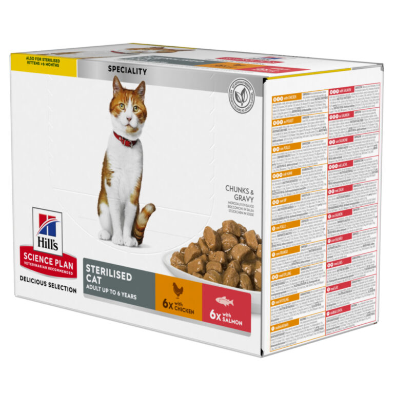 Hill's Science Plan 48 x 85 g en bolsitas para gatos - Pack Ahorro - Young Adult Sterilised Pollo y salmón