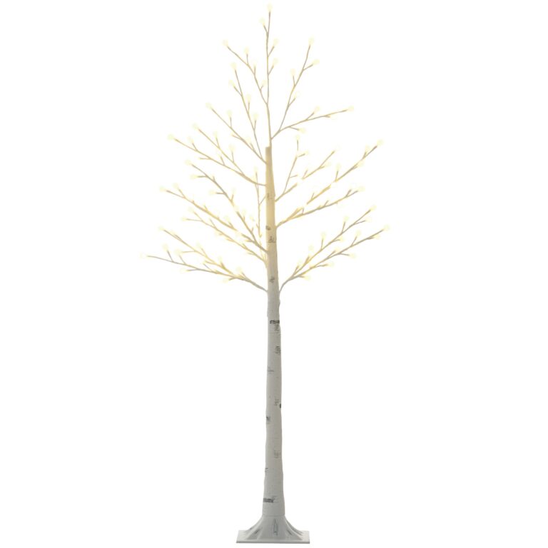 HOMCOM Árbol Sintético Altura 150 cm con 120 Luces LED IP44 Ajustable en 3 Modos Ramas Flexibles y Base Lámpara de Árbol Decoración Navidad para Interiores 20x20x150 cm Blanco