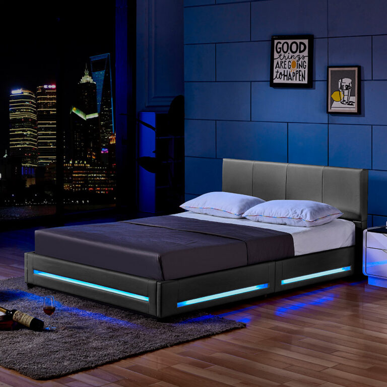 Home Deluxe Cama LED ASTEROID - 140 x 200 cm gris oscuro