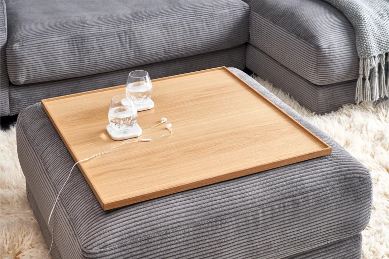 KAWOLA bandeja de madera MADELINE roble natural grande para Puf