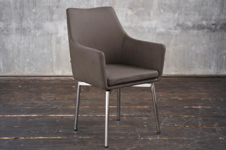 KAWOLA Silla Cali, sillón de microfibra, silla de comedor color topo, patas de acero inoxidable