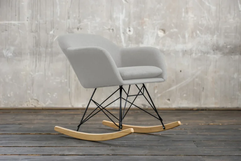 Kawola Silla mecedora Stella Sillón mecedor Silla de comedor Tejido gris claro