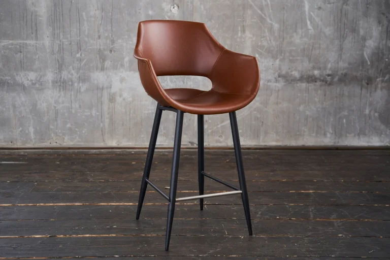 KAWOLA Taburete de bar ZAJA Altura del asiento 65 cm Piel sintética coñac