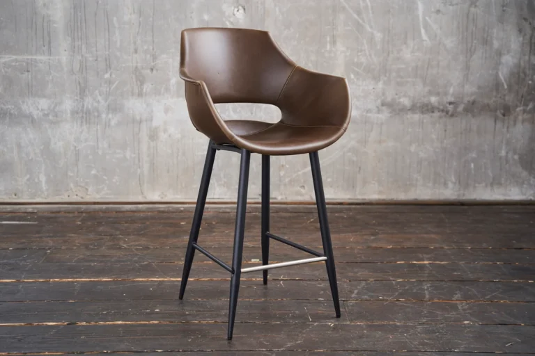 KAWOLA Taburete de bar ZAJA Altura del asiento 65 cm Piel sintética marrón oscuro