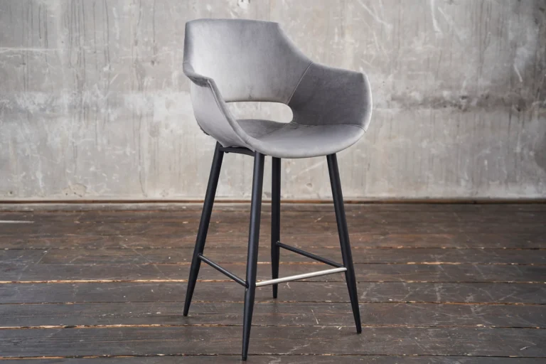 KAWOLA Taburete de bar ZAJA Altura del asiento: 76 cm Terciopelo gris