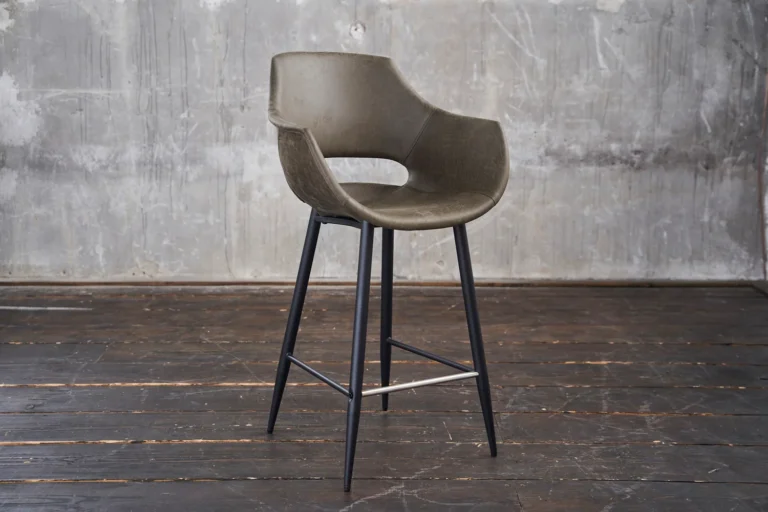KAWOLA taburete de bar ZAJA taburete de bar altura del asiento 76 cm microfibra oliva