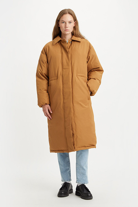 Levi's Puffer Single Breasted Coat Brown | Abrigos con Cierre de Botón Outlet | Mujer | Marrón