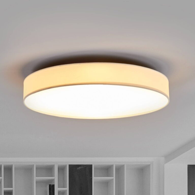 Lindby Lámpara LED de techo Saira de Lindby, Ø 50 cm, blanca, texti