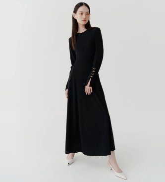 marella para mujer. 2513621013200 vestido de manga larga soledad negro , casual, fiesta, poliester