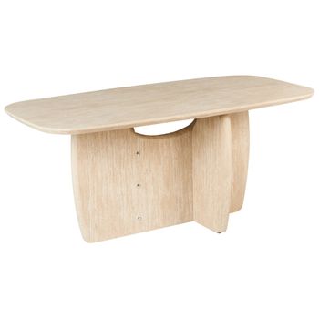 Mesa De Comedor Minimalista De Mdf Rectangular Con Base Ancha 180 X 90 Cm Muebles De Comedor Marrón Claro Travers