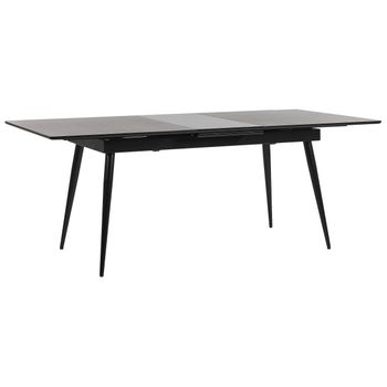 Mesa De Comedor Patas De Metal Mdf Negro Extensible 160/200 X 90 Cm Para 8 Personas Diseño Minimalista Maldon