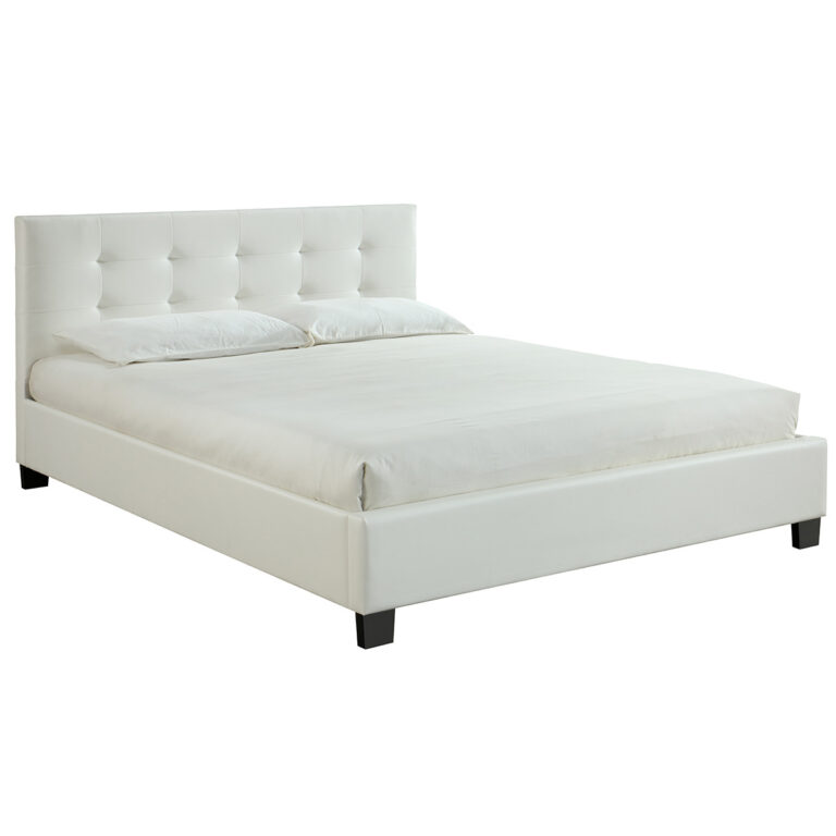 Miliboo Cama 160 x 200 PU blanca acolchada MARQUISE