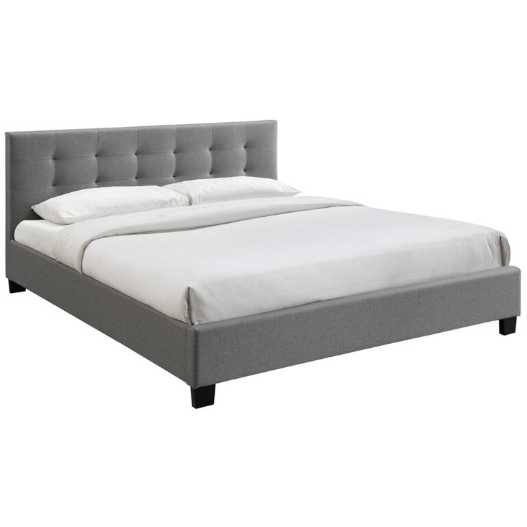 Miliboo Cama 180 x 200 tela gris acolchada MARQUISE