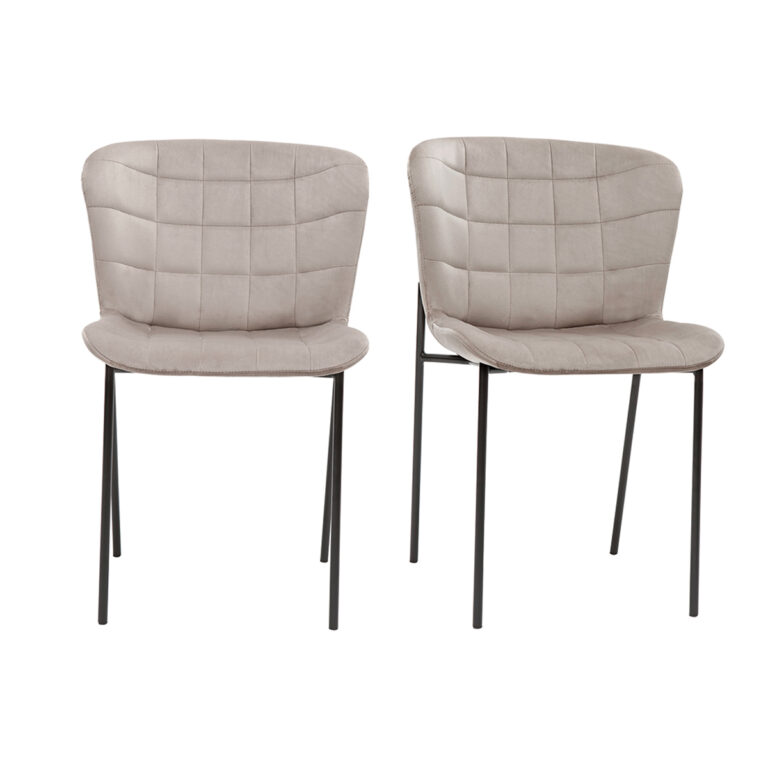 Miliboo Set de 2 sillas de diseño de terciopelo color topo y metal negro SAIGA