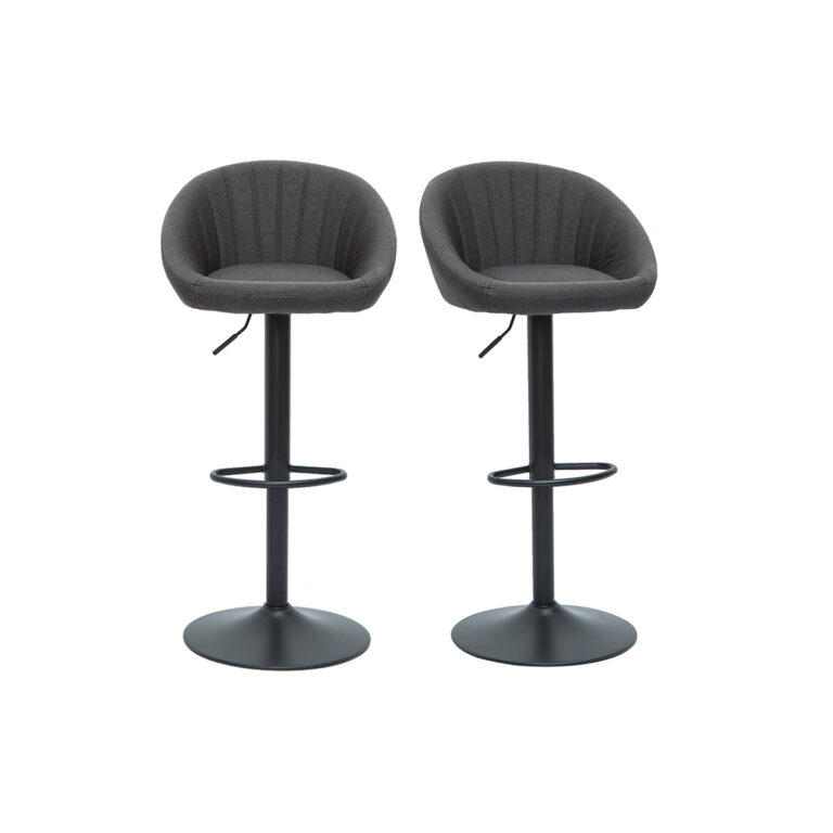 Miliboo Set de 2 taburetes de cocina ajustables de diseño gris SHERU