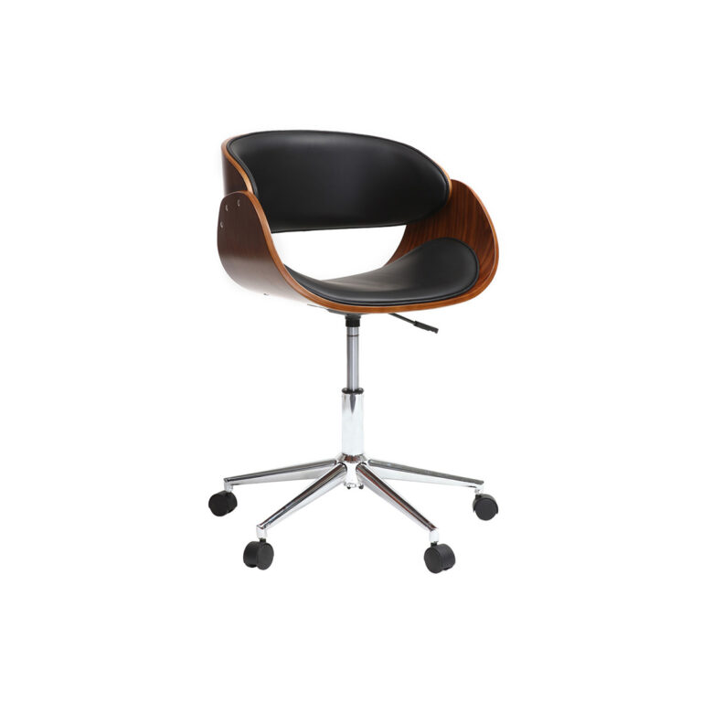 Miliboo Silla de escritorio nogal y negro con ruedas BENT