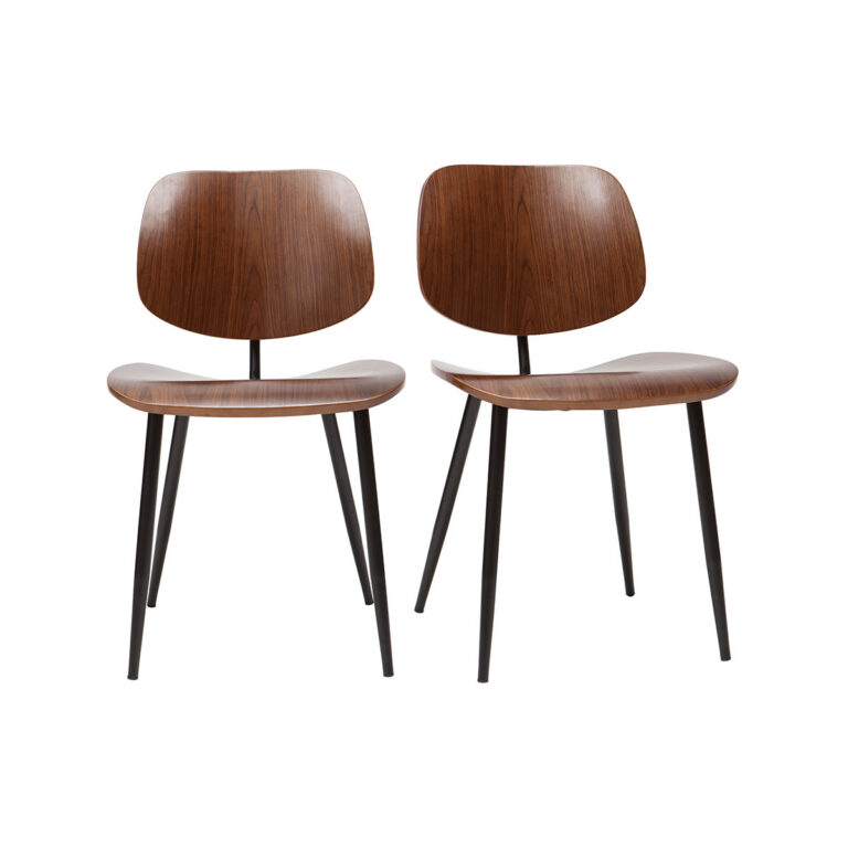 Miliboo Sillas en madera oscura y metal negro (lote de 2) TOBIA