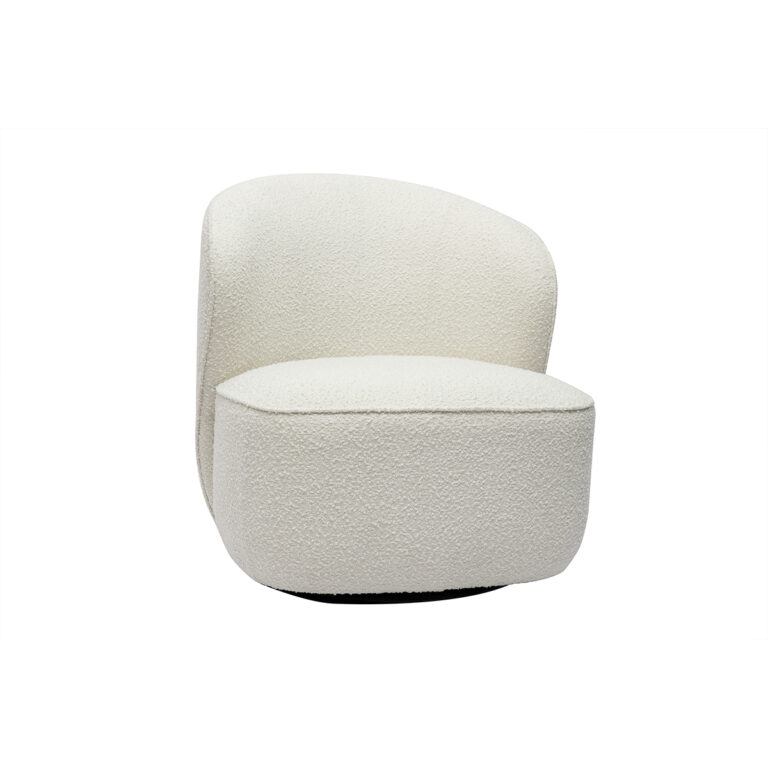 Miliboo Sillón moderno giratorio de borreguillo blanco AMBER