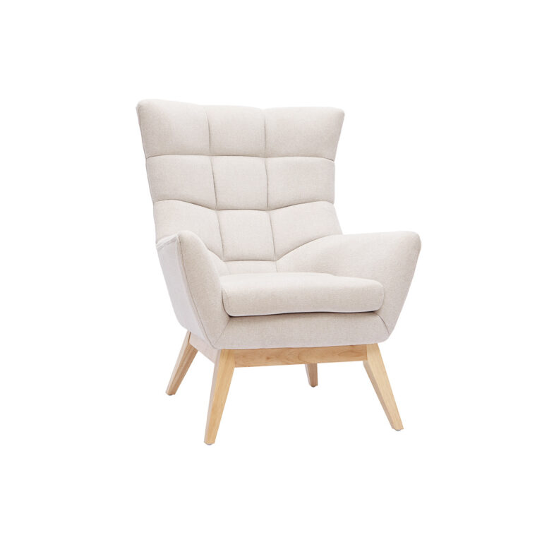 Miliboo Sillón nórdico efecto aterciopelado natural con patas de madera BRODY