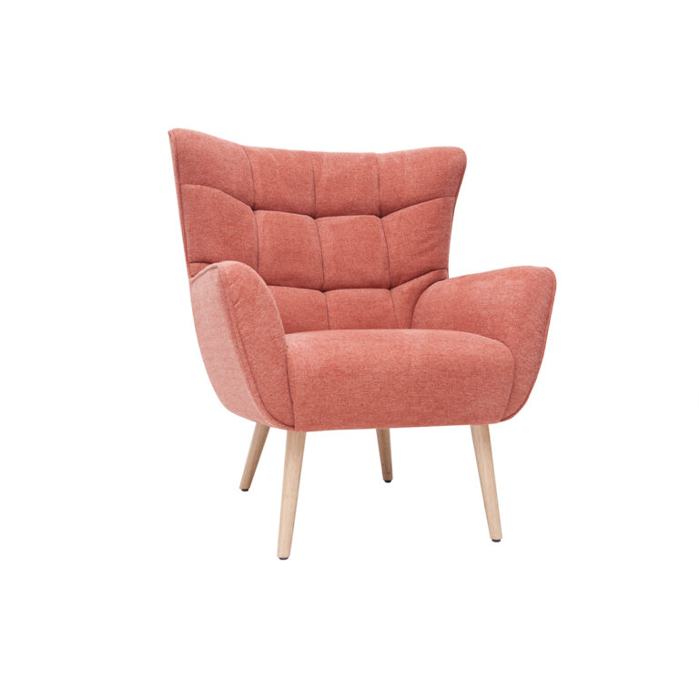 Miliboo Sillón nórdico efecto terciopelo terracota y madera AVERY