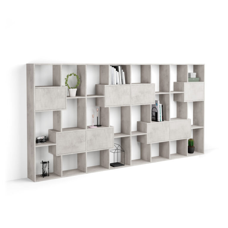 Mobili Fiver Estantería L con puertas Iacopo (160,8 X 314,6 cm), color Cemento gri