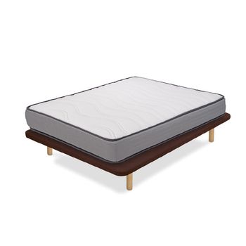 Pack Base Tapizada Tapiflex Flex Marrón 90x190 + Colchón Viscogel Enzo Firmeza Alta