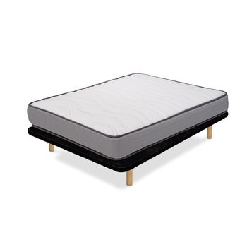 Pack Base Tapizada Tapiflex Flex Negro 105x190 + Colchón Viscogel Enzo Firmeza Alta