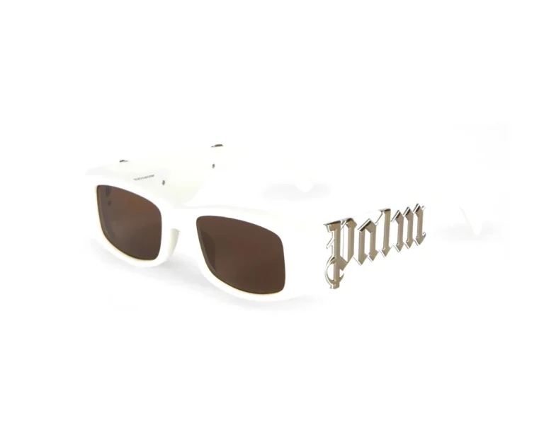 Palm Angels Unisex PERI001 Angel 0160 White silver mirror Gafas de sol Acetato Blanco Marrón Cuadrada Norma