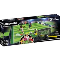 PLAYMOBIL Sports y Action 71120 Campo de fútbol, Futbolín para niños, 2 porteros, 2 futbolistas con función de Patada, 3 balones de futbolín, Juguetes para niños a Partir de 5 años