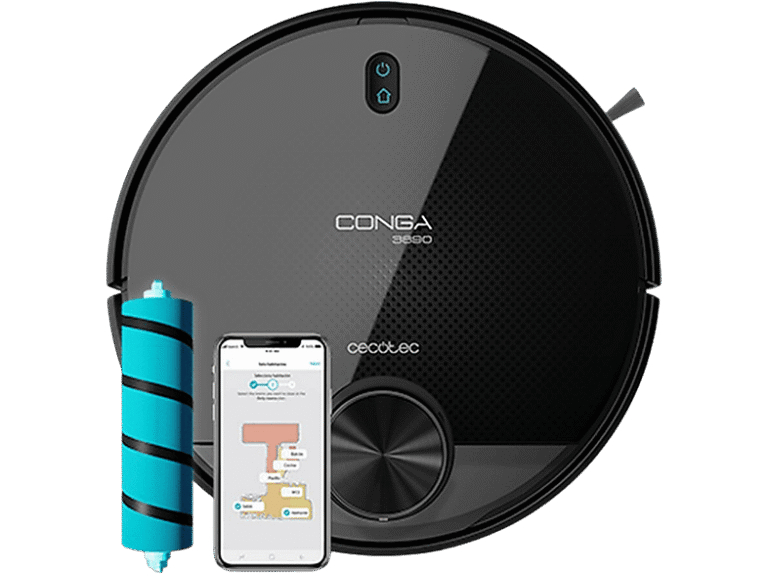 REACONDICIONADO Seminuevo Muy bueno Robot aspirador - Cecotec Conga 3890 Titanium, 2300 Pa, 10 Modos de limpieza, Wi-Fi, 150 min, 64 dB, Negro