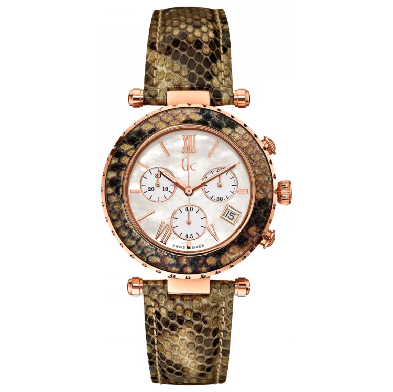 Reloj Guess Collection X43004M1S para Mujer, Análogo y Cronógrafo, Acero Inoxidable Dorado Rosa, Correa de Piel Marrón