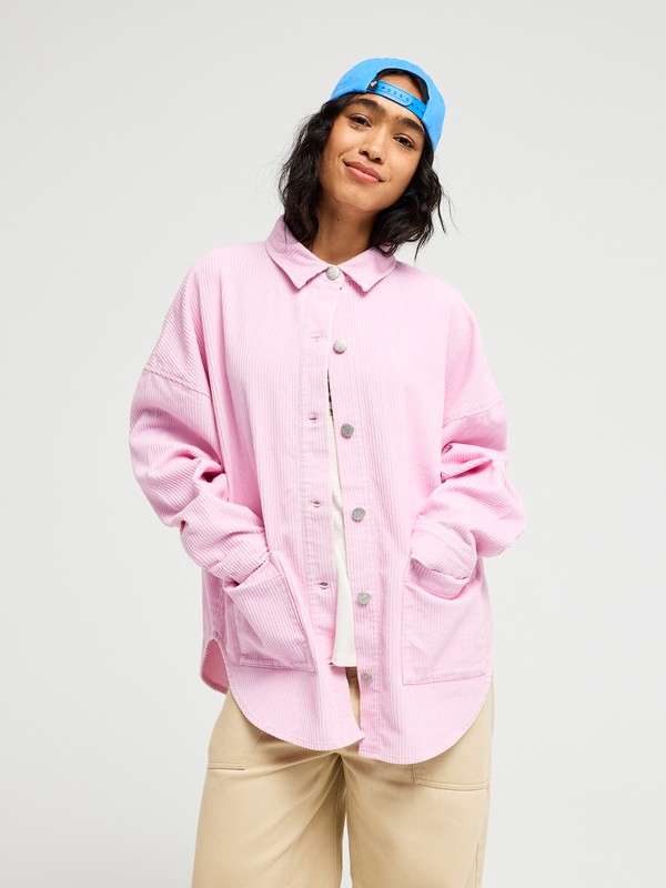 Roxy - Kick Back Washed - Chaqueta de pana tipo camisa Rosa mujer