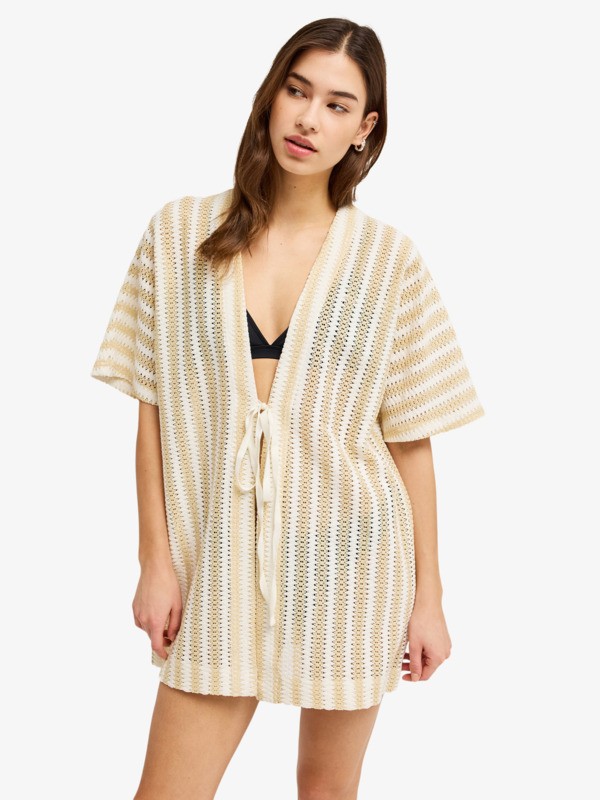 Roxy - Moana Story - Cover-up de playa tipo kimono Beige Mujer