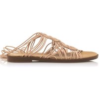 Sandalias planas Mustang beige de crochet atadas al tobillo maria