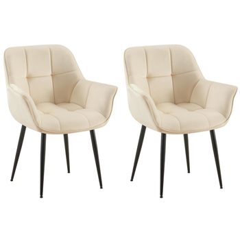 Set De 2 Sillas De Comedor Rosevilla En Terciopelo Crema 58x65x85 Cm Clp